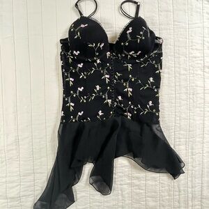 Ava Rose Floral Lace Corset Bustier Top – Y2K Fairycore Large (fits smaller )